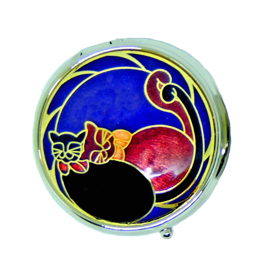 Round-shaped enamel pillbox